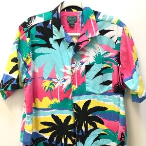 Vintage Maximalist 90s Izod Hawaiian Shirt. Size L Cotton